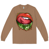 Toasted Coconut watermelon lips with leopard Long Sleeve Tee - texasbilliewilder