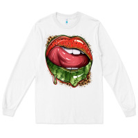 White watermelon lips with leopard Long Sleeve Tee - texasbilliewilder
