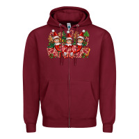 Burgundy Christmas girl elfs Zipper Hoodie - FaDigitalArtStudio