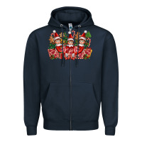 Navy Christmas girl elfs Zipper Hoodie - FaDigitalArtStudio