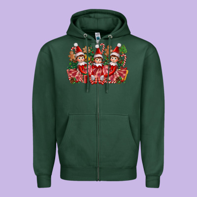 Christmas Girl Elfs Zipper Hoodie Designed By Fadigitalartstudio