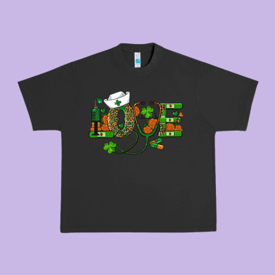 St Patricks Day Love Nurse Urban Heavy Tee Designed By Ranaportraitstore