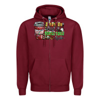 Burgundy I Run On Coffee And Christmas Cheer Zipper Hoodie - CowhideDigitalArt