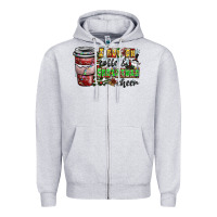 Heather Grey I Run On Coffee And Christmas Cheer Zipper Hoodie - CowhideDigitalArt