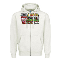 Oatmeal Heather I Run On Coffee And Christmas Cheer Zipper Hoodie - CowhideDigitalArt