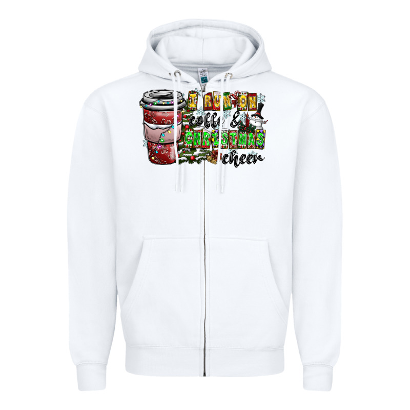 I Run On Coffee And Christmas Cheer Zipper Hoodie by CowhideDigitalArt | Teevron