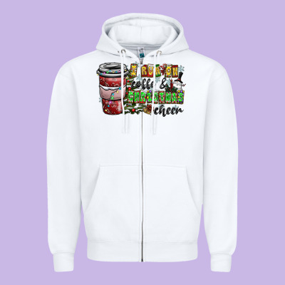 I Run On Coffee And Christmas Cheer Zipper Hoodie Designed By Cowhidedigitalart