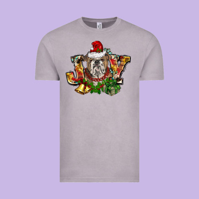 Christmas Joy English Bulldog Vintage Tee Designed By Barkaloodesign