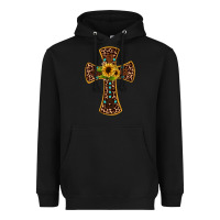 Black leopard gemstone sunflower cross Heavyweight Hoodie - JahusDesignShop