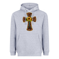 Heather Grey leopard gemstone sunflower cross Heavyweight Hoodie - JahusDesignShop