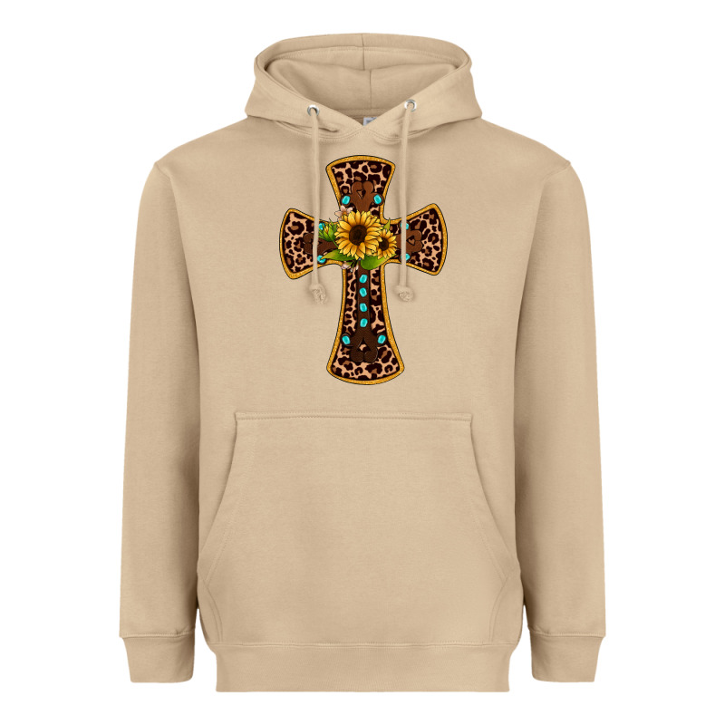 Leopard Gemstone Sunflower Cross Heavyweight Hoodie by JahusDesignShop | Teevron