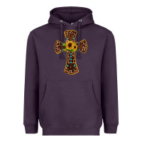 Plum leopard gemstone sunflower cross Heavyweight Hoodie - JahusDesignShop