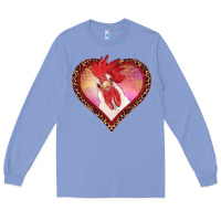 Colony Blue valentine's day rooster with leopard heart Long Sleeve Tee - RanaPortraitStore