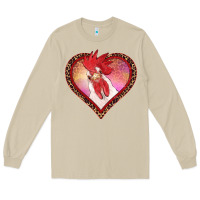 Mushroom valentine's day rooster with leopard heart Long Sleeve Tee - RanaPortraitStore