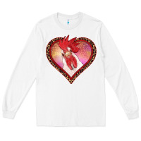 White valentine's day rooster with leopard heart Long Sleeve Tee - RanaPortraitStore