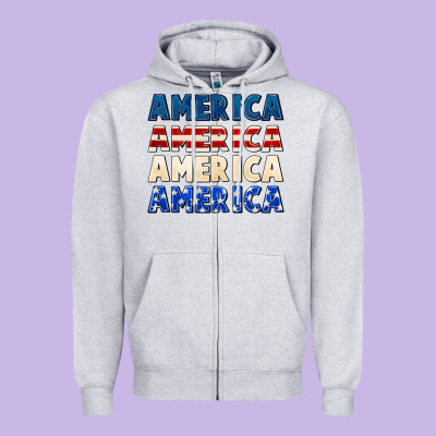 America 4th Of July Zipper Hoodie Designed By Cowgirlartshop