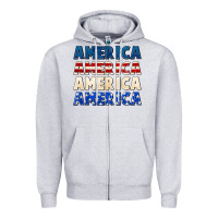 Heather Grey America 4th of July Zipper Hoodie - CowGirlArtShop