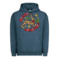 Pigment Midnight Navy merry christmas deer Urban Hoodie - MaliasSmallBusiness