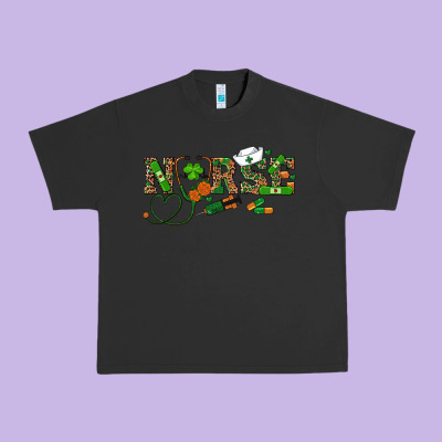 St Patricks Day Nurse Urban Heavy Tee Designed By Ranaportraitstore