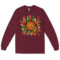 Burgundy watermelon sunflower Long Sleeve Tee - texasbilliewilder
