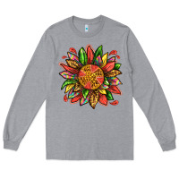 Heather Grey watermelon sunflower Long Sleeve Tee - texasbilliewilder