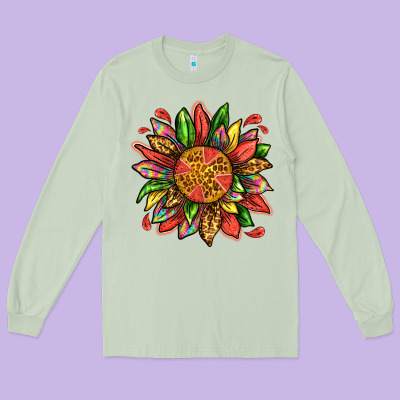 Watermelon Sunflower Long Sleeve Tee Designed By Texasbilliewilder