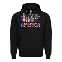 Black America gnomes 4th of July Zipper Hoodie - CowGirlArtShop