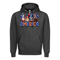 Charcoal Heather America gnomes 4th of July Zipper Hoodie - CowGirlArtShop