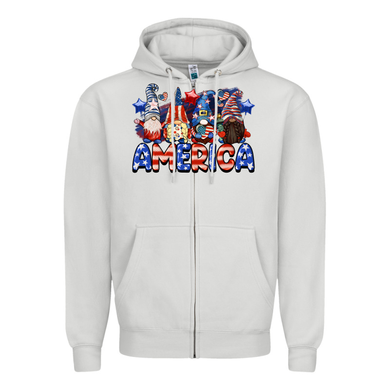 America Gnomes 4th Of July Zipper Hoodie by CowGirlArtShop | Teevron