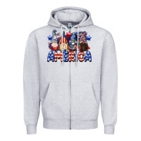 Heather Grey America gnomes 4th of July Zipper Hoodie - CowGirlArtShop