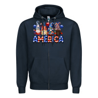 Navy America gnomes 4th of July Zipper Hoodie - CowGirlArtShop