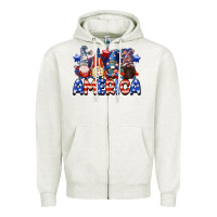 Oatmeal Heather America gnomes 4th of July Zipper Hoodie - CowGirlArtShop