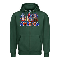 Sports Green America gnomes 4th of July Zipper Hoodie - CowGirlArtShop