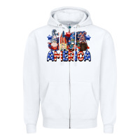 White America gnomes 4th of July Zipper Hoodie - CowGirlArtShop