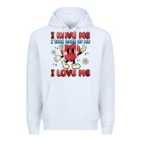 White i have me i take care of me i love me Premium Hoodie - MaliasSmallBusiness