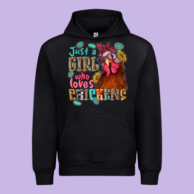 Just A Girl Who Loves Chickens Urban Hoodie Designed By Nancycooperartshop