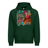 Forest Green just a girl who loves chickens Urban Hoodie - NancyCooperArtShop