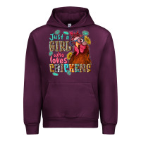 Mauve Wine just a girl who loves chickens Urban Hoodie - NancyCooperArtShop
