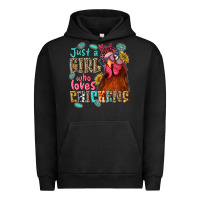 Pigment Black just a girl who loves chickens Urban Hoodie - NancyCooperArtShop