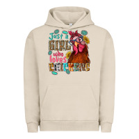 Pigment French Oak just a girl who loves chickens Urban Hoodie - NancyCooperArtShop