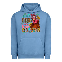 Pigment Pebble Blue just a girl who loves chickens Urban Hoodie - NancyCooperArtShop