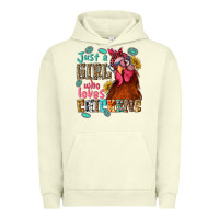 Pigment Pistachio just a girl who loves chickens Urban Hoodie - NancyCooperArtShop