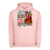 Pigment Salmon just a girl who loves chickens Urban Hoodie - NancyCooperArtShop