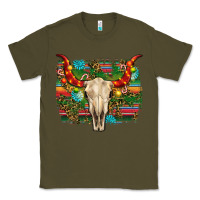 Army Green western christmas bull skull Classic Tee - RanaPortraitStore