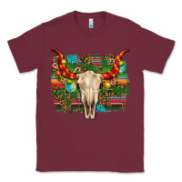 Burgundy western christmas bull skull Classic Tee - RanaPortraitStore