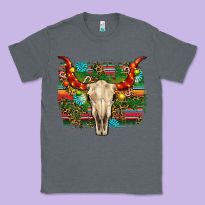 Western Christmas Bull Skull Classic Tee Designed By Ranaportraitstore