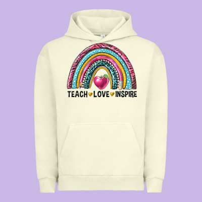 Rainbow Teach Love Inspire Urban Hoodie Designed By Nancycooperartshop