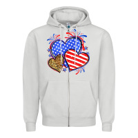 Dove Grey American flag leopard hearts Zipper Hoodie - Neo Western
