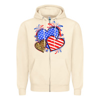 Sandshell American flag leopard hearts Zipper Hoodie - Neo Western