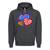 Smoke American flag leopard hearts Zipper Hoodie - Neo Western